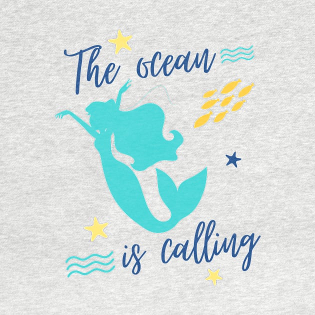 the ocean is calling mermaid cute graphic by CameltStudio